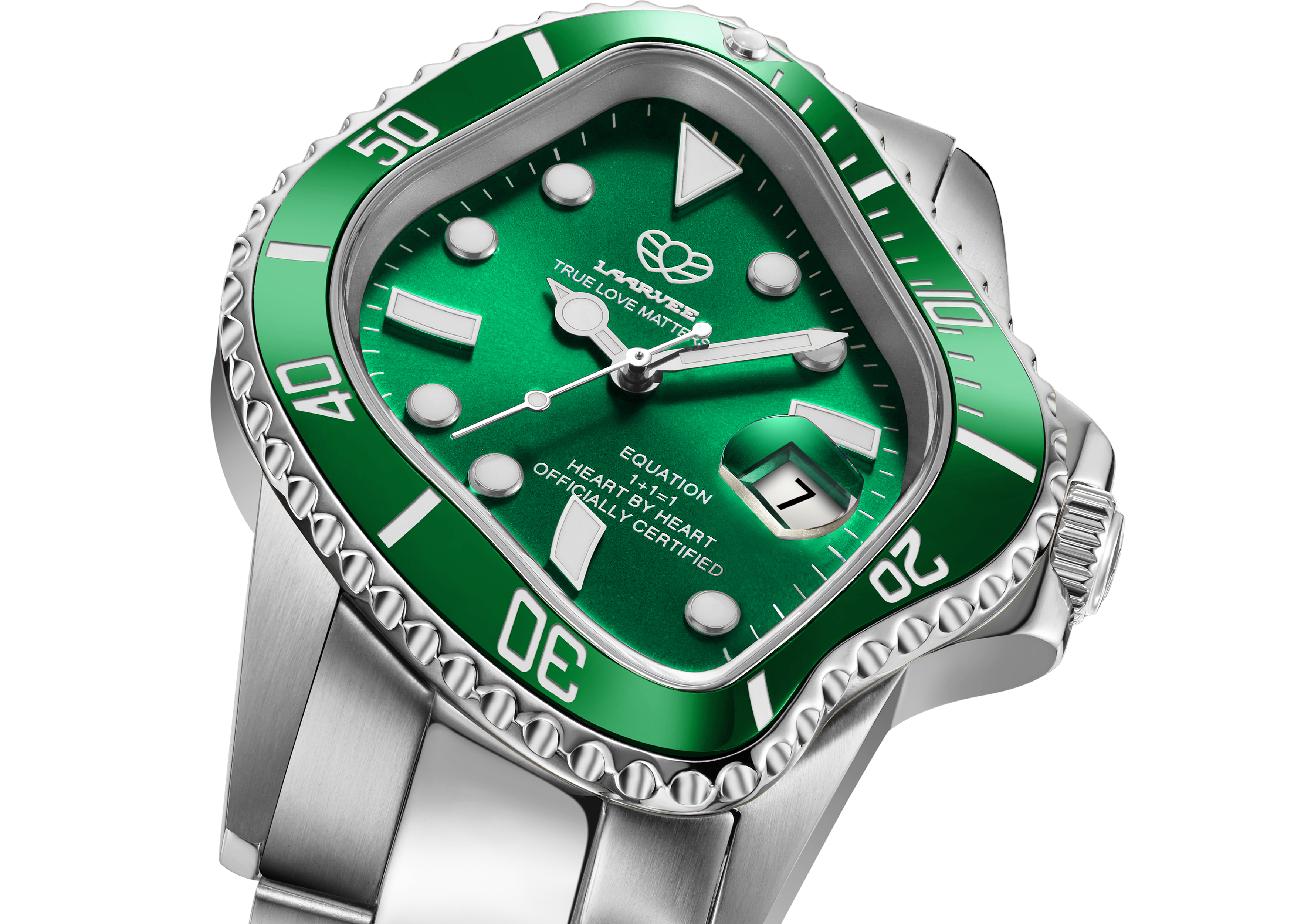 LAARVEE Silver Precision Steel Jade Green Men's Watch - PEA001-SGRN